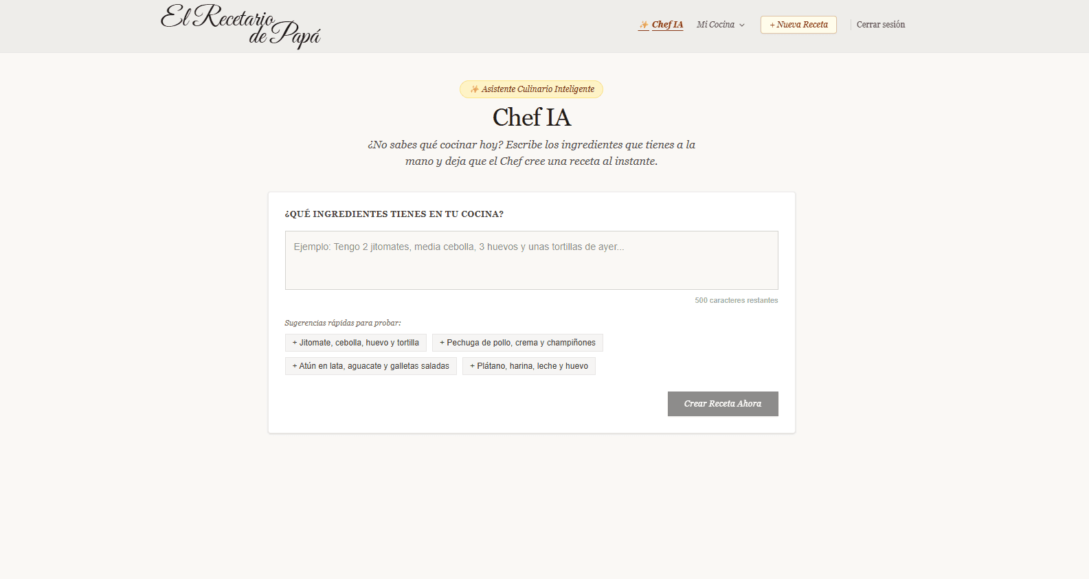 Recetario Interactivo con IA screenshot 3
