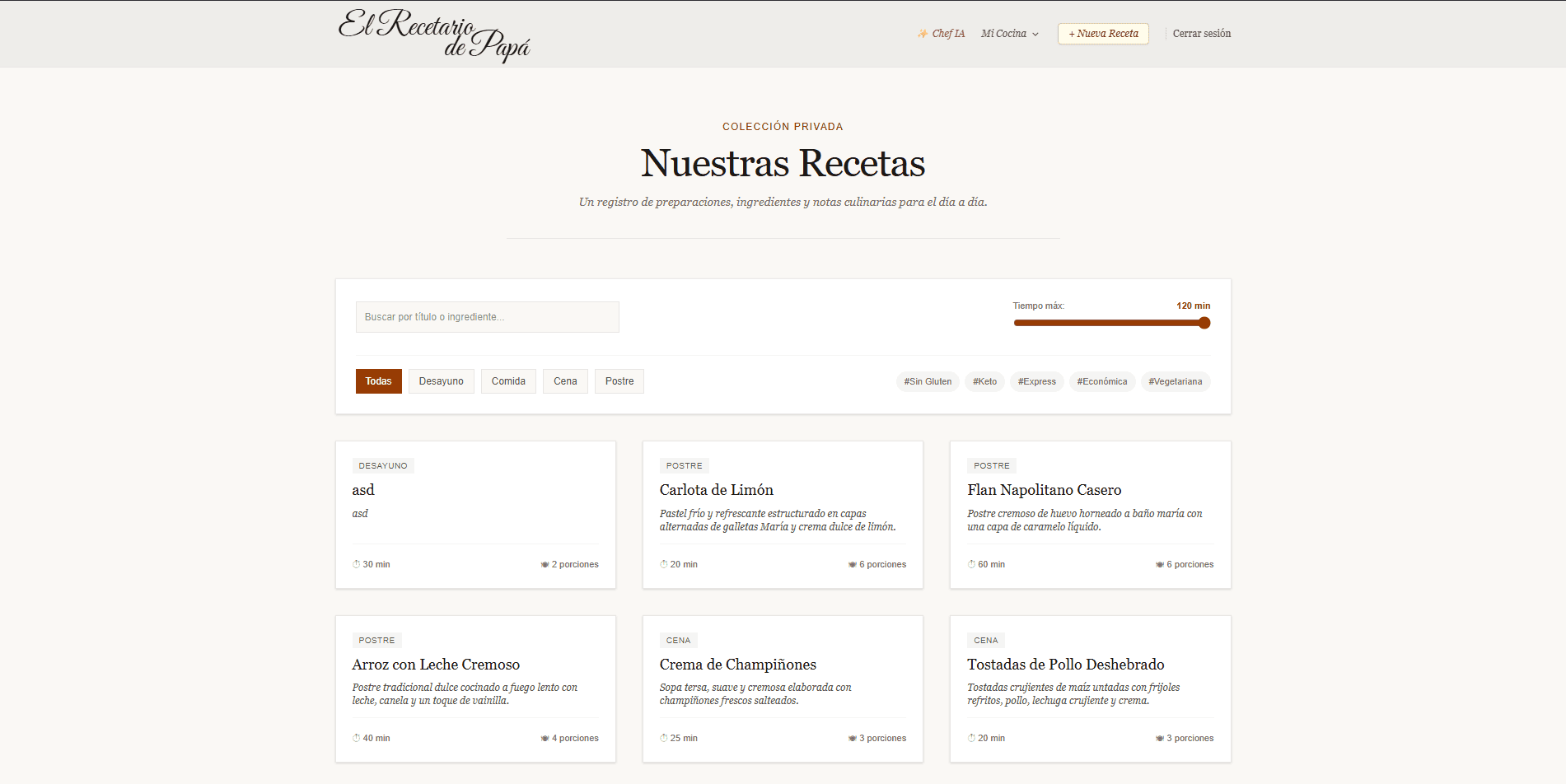 Recetario Interactivo con IA screenshot 1